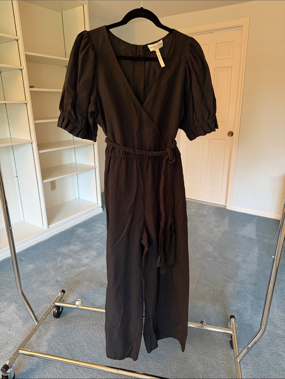 Apiece Apart Black Jumpsuit with Braided Belt